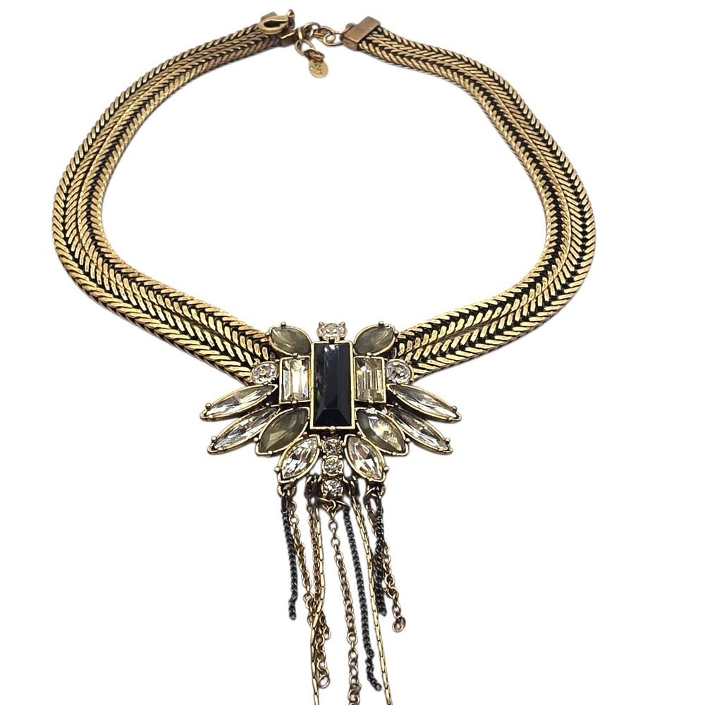 Necklace Butterfly Crystal Clustered Signed Loft Double Herringbone Chain SK3318 - Picture 3 of 10